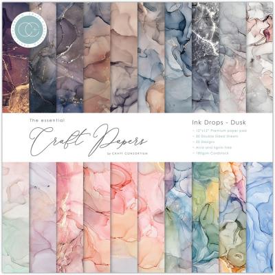 Craft Consortium Designpapier - Ink Drops Dusk Paper Pack